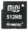 Pretec miniSD 512MB Technische Daten, Pretec miniSD 512MB Daten, Pretec miniSD 512MB Funktionen, Pretec miniSD 512MB Bewertung, Pretec miniSD 512MB kaufen, Pretec miniSD 512MB Preis, Pretec miniSD 512MB Speicherkarten
