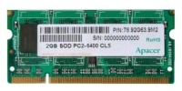 Apacer DDR2 800 ECC SO-DIMM 2Gb Technische Daten, Apacer DDR2 800 ECC SO-DIMM 2Gb Daten, Apacer DDR2 800 ECC SO-DIMM 2Gb Funktionen, Apacer DDR2 800 ECC SO-DIMM 2Gb Bewertung, Apacer DDR2 800 ECC SO-DIMM 2Gb kaufen, Apacer DDR2 800 ECC SO-DIMM 2Gb Preis, Apacer DDR2 800 ECC SO-DIMM 2Gb Speichermodule