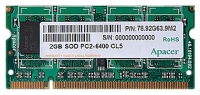 Apacer DDR2 800 SO-DIMM 2Gb Technische Daten, Apacer DDR2 800 SO-DIMM 2Gb Daten, Apacer DDR2 800 SO-DIMM 2Gb Funktionen, Apacer DDR2 800 SO-DIMM 2Gb Bewertung, Apacer DDR2 800 SO-DIMM 2Gb kaufen, Apacer DDR2 800 SO-DIMM 2Gb Preis, Apacer DDR2 800 SO-DIMM 2Gb Speichermodule