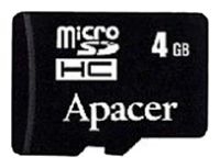 Apacer microSDHC Card Class 4 4GB Technische Daten, Apacer microSDHC Card Class 4 4GB Daten, Apacer microSDHC Card Class 4 4GB Funktionen, Apacer microSDHC Card Class 4 4GB Bewertung, Apacer microSDHC Card Class 4 4GB kaufen, Apacer microSDHC Card Class 4 4GB Preis, Apacer microSDHC Card Class 4 4GB Speicherkarten