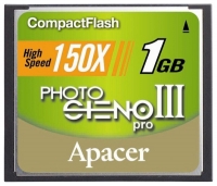 Apacer Photo Steno Pro III CF 150X 1GB Technische Daten, Apacer Photo Steno Pro III CF 150X 1GB Daten, Apacer Photo Steno Pro III CF 150X 1GB Funktionen, Apacer Photo Steno Pro III CF 150X 1GB Bewertung, Apacer Photo Steno Pro III CF 150X 1GB kaufen, Apacer Photo Steno Pro III CF 150X 1GB Preis, Apacer Photo Steno Pro III CF 150X 1GB Speicherkarten