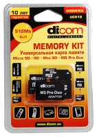 Dicom micro SD 4 in 1 Kit 512MB Technische Daten, Dicom micro SD 4 in 1 Kit 512MB Daten, Dicom micro SD 4 in 1 Kit 512MB Funktionen, Dicom micro SD 4 in 1 Kit 512MB Bewertung, Dicom micro SD 4 in 1 Kit 512MB kaufen, Dicom micro SD 4 in 1 Kit 512MB Preis, Dicom micro SD 4 in 1 Kit 512MB Speicherkarten