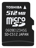 Toshiba SD-MC512MA Technische Daten, Toshiba SD-MC512MA Daten, Toshiba SD-MC512MA Funktionen, Toshiba SD-MC512MA Bewertung, Toshiba SD-MC512MA kaufen, Toshiba SD-MC512MA Preis, Toshiba SD-MC512MA Speicherkarten